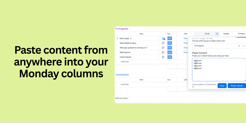 Paste data anywhere